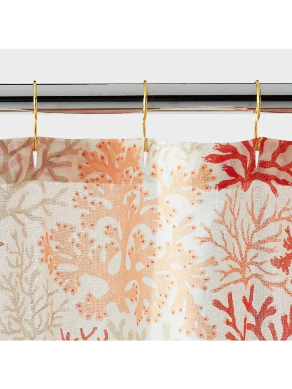 Threshold Costal Orange & White Coral Branch Shower Curtain NO HOOKS INCLUDED